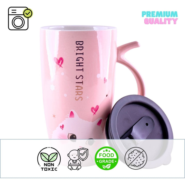 Tall Ceramic Mug with Leakproof Lid Ceramic Mug