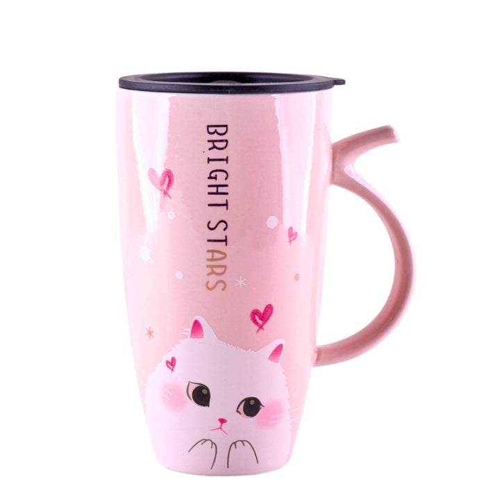 Tall Ceramic Mug with Leakproof Lid Ceramic Mug