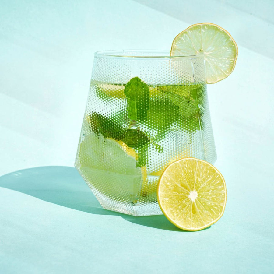 Textured Drinking Glass - Unique Glass for Smoothies, Cocktails & More (Set of 6) Glass