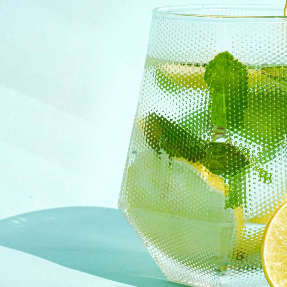 Textured Drinking Glass - Unique Glass for Smoothies, Cocktails & More (Set of 6) Glass