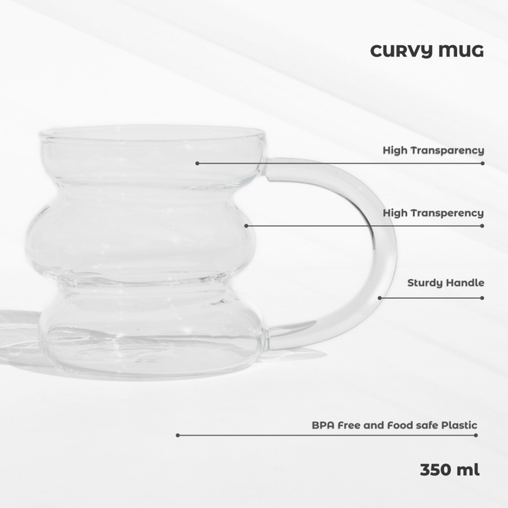 Trendy Curvy Glass Mug – Your Beverage Buddy! Glass Mugs