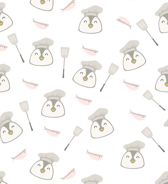 Cute chef penguin design for kitchen aprons from candy floss
