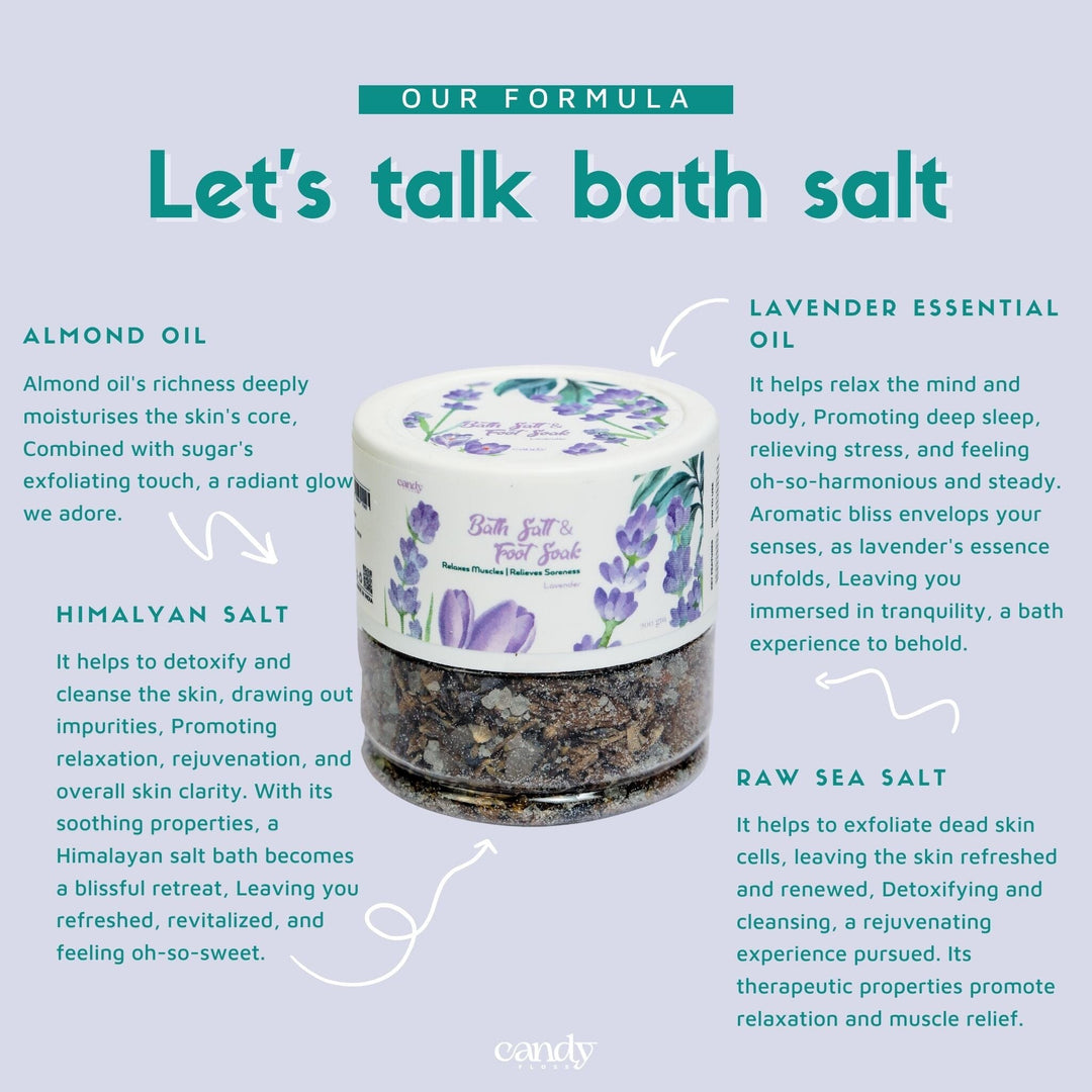 Bath Salt and Foot Soak - Lavender (200 gm) Bath Salt CandyFlossstores 