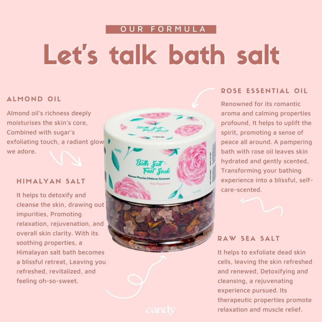 Bath Salt and Foot Soak - Rose Peppermint (200 gm) Personal Care