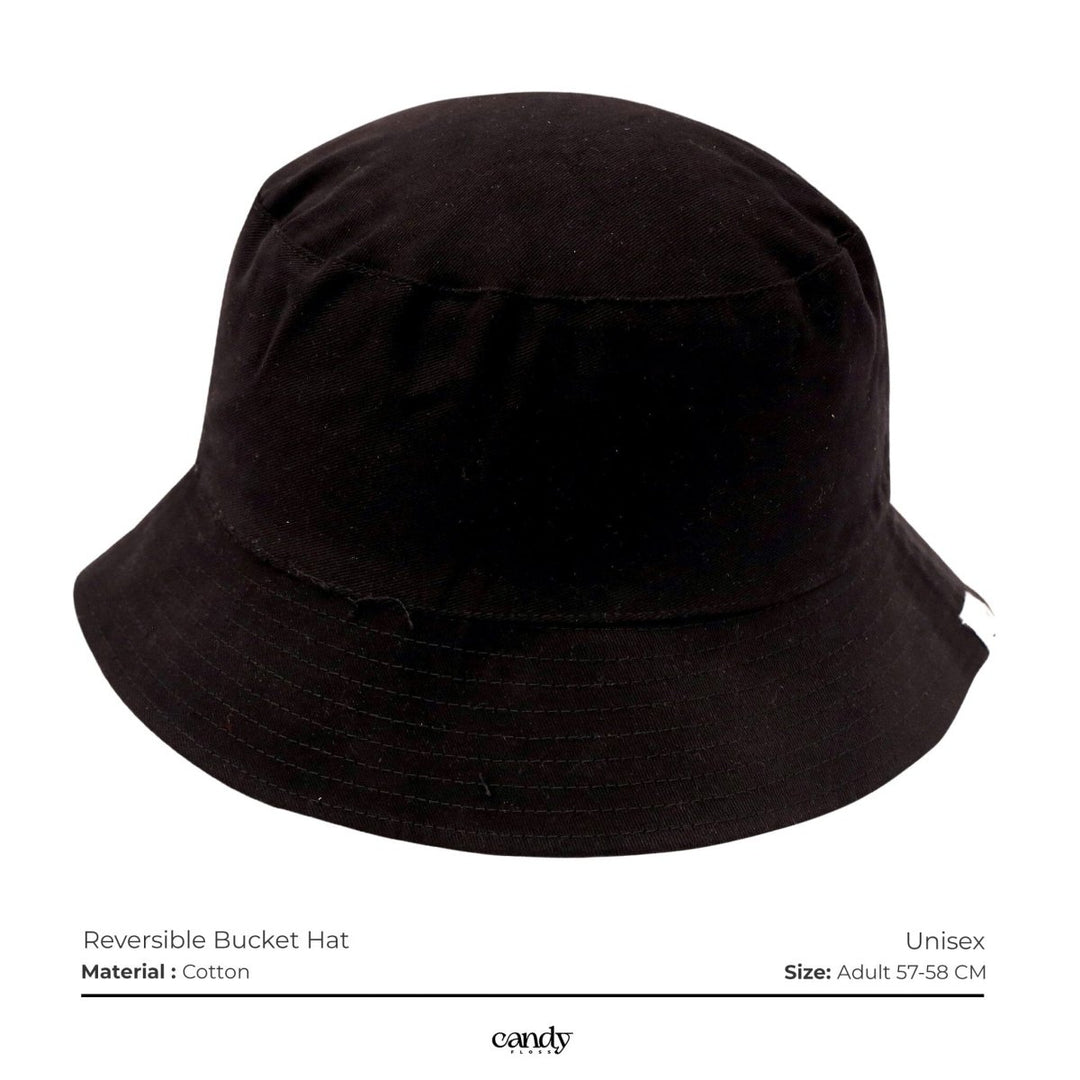 Candy Bucket Hat - Reversible (Black & Grey) Caps