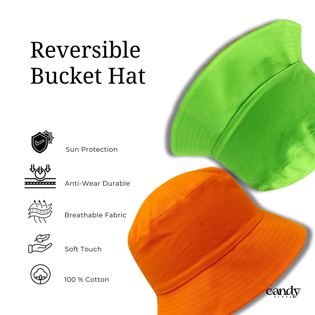 Candy Bucket Hat - Reversible (Orange & Green) caps CandyFlossstores 