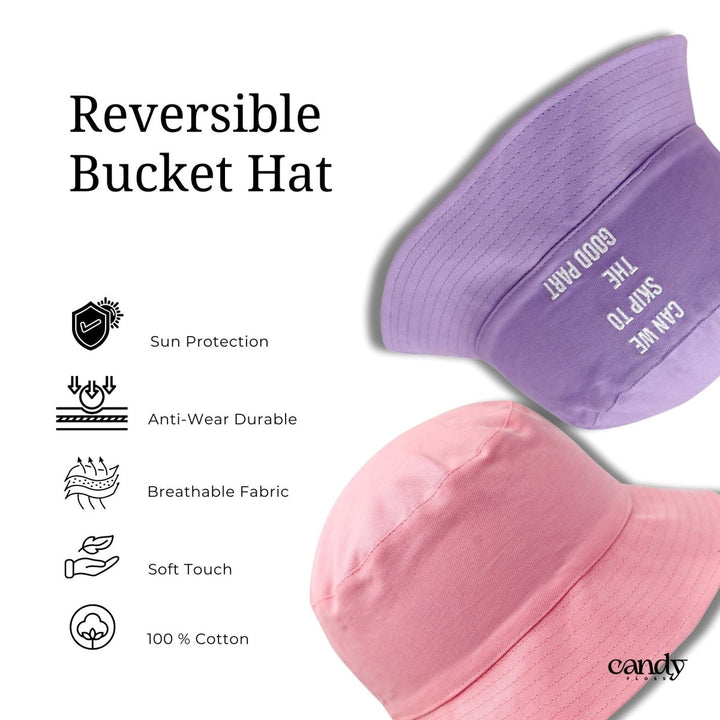 Candy Bucket Hat - Reversible (Pink & Purple) Caps