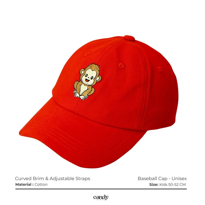 Candy Kids Cap With Monkey Embroidery Caps