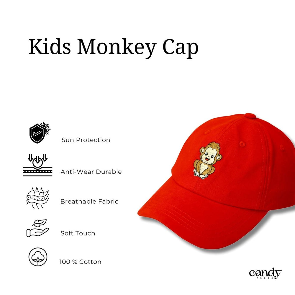 Candy Kids Cap With Monkey Embroidery Caps