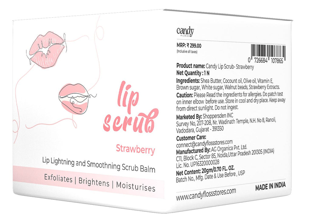 Candy Lip Scrub - Strawberry (20gm) lip balm CandyFlossstores 
