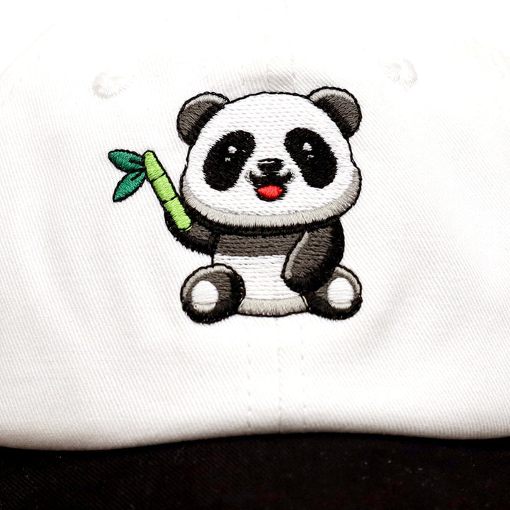 Cute Panda Holding a bamboo stick embroidered on a kids cap