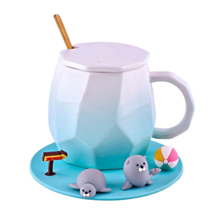 Ceramic Gradient Mug with Saucer Luxe Mugs