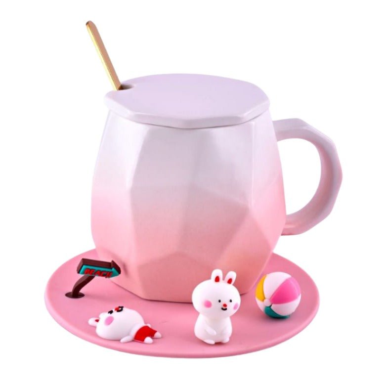 Ceramic Gradient Mug with Saucer Luxe Mugs