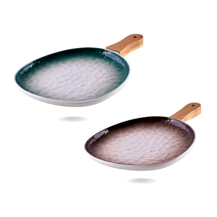 Ceramic Service Handle Plate Serving Trays and Bowls