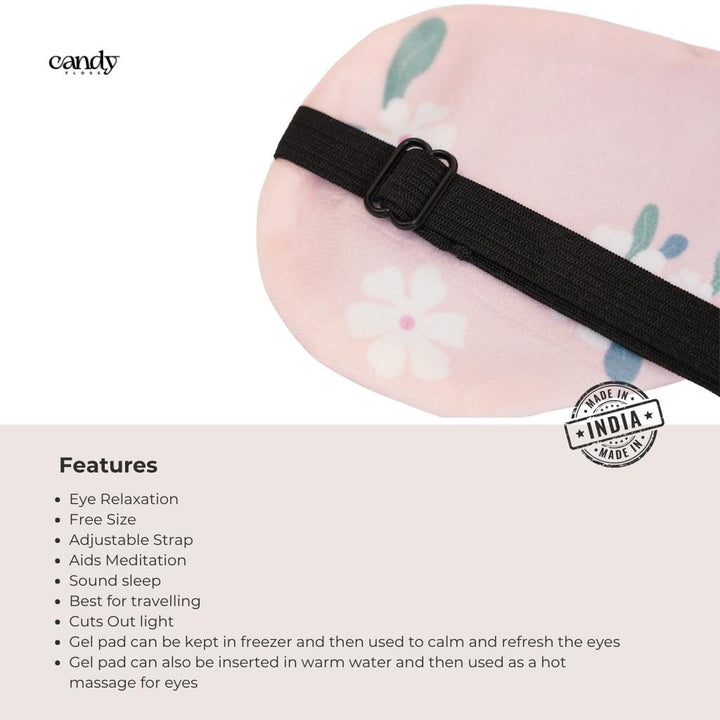 Chill Out & Sleep In: Cool Comfort Floral Pink Eye Mask (With Gel Pad) Eye Masks