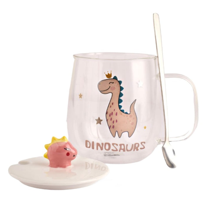 DINOSAUR GLASS MUG Mugs CandyFlossstores PINK 