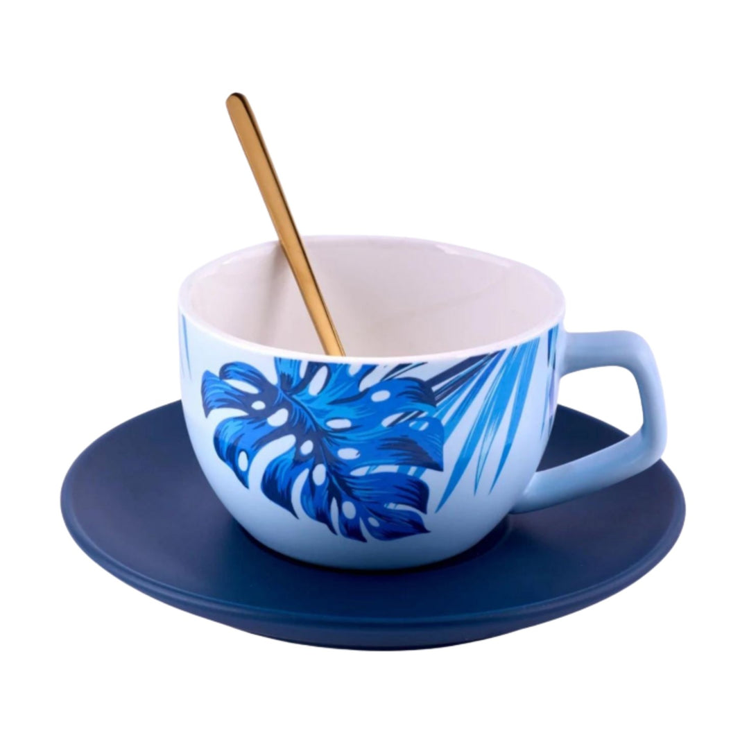 FLORAL CUP & SAUCER Mugs CandyFlossstores SKY BLUE 