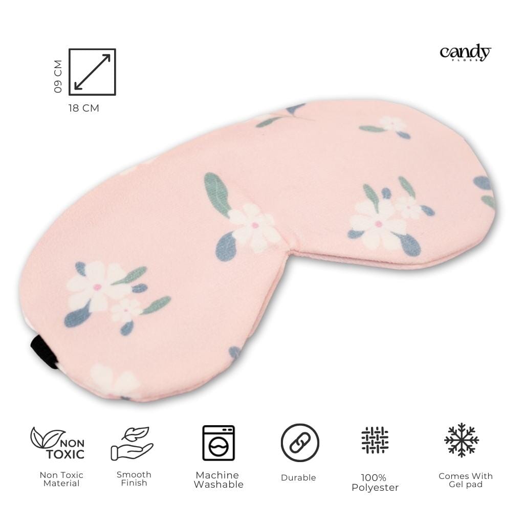 Floral Pink Eye Mask (With Gel Pad) Eye Masks CandyFlossstores 