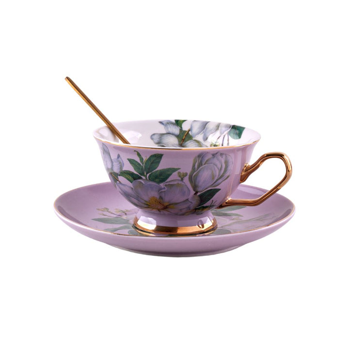 FLORAL TEACUP & SAUCER tea cup CandyFlossstores PURPLE FLOWER 