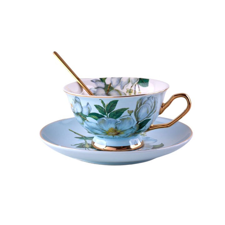 FLORAL TEACUP & SAUCER tea cup CandyFlossstores SKY BLUE FLOWER 