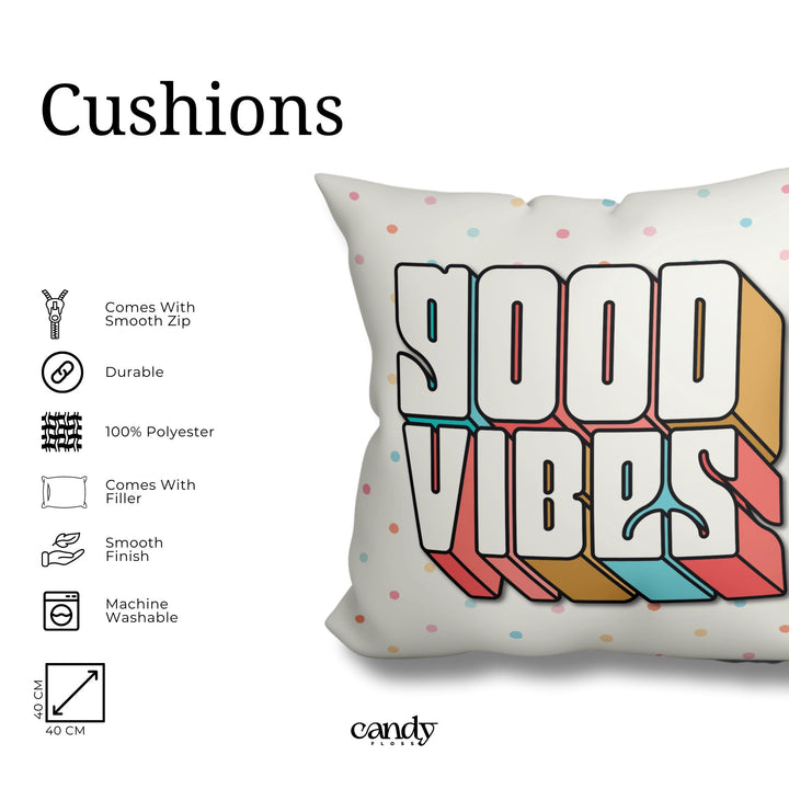 Good Vibes Polka dot Cushion Home Decor CandyFlossstores 