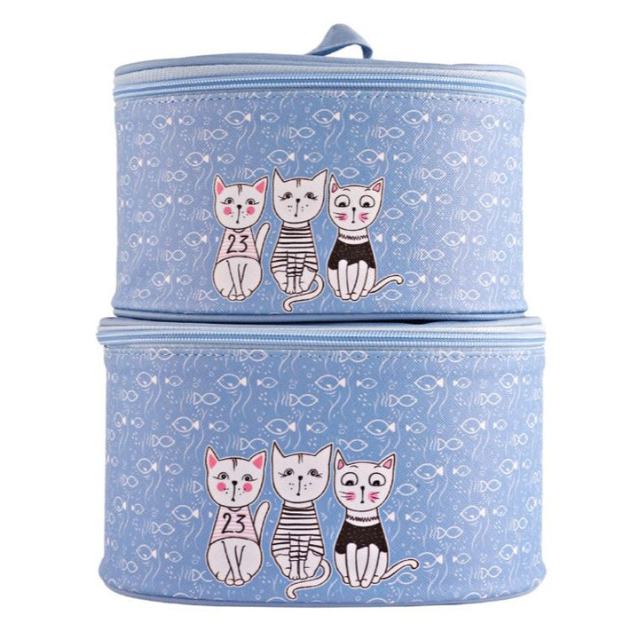 KITTEN MAKEUP KIT POUCH Cosmetic & Toiletry Bags CandyFlossstores SMALL BLUE 