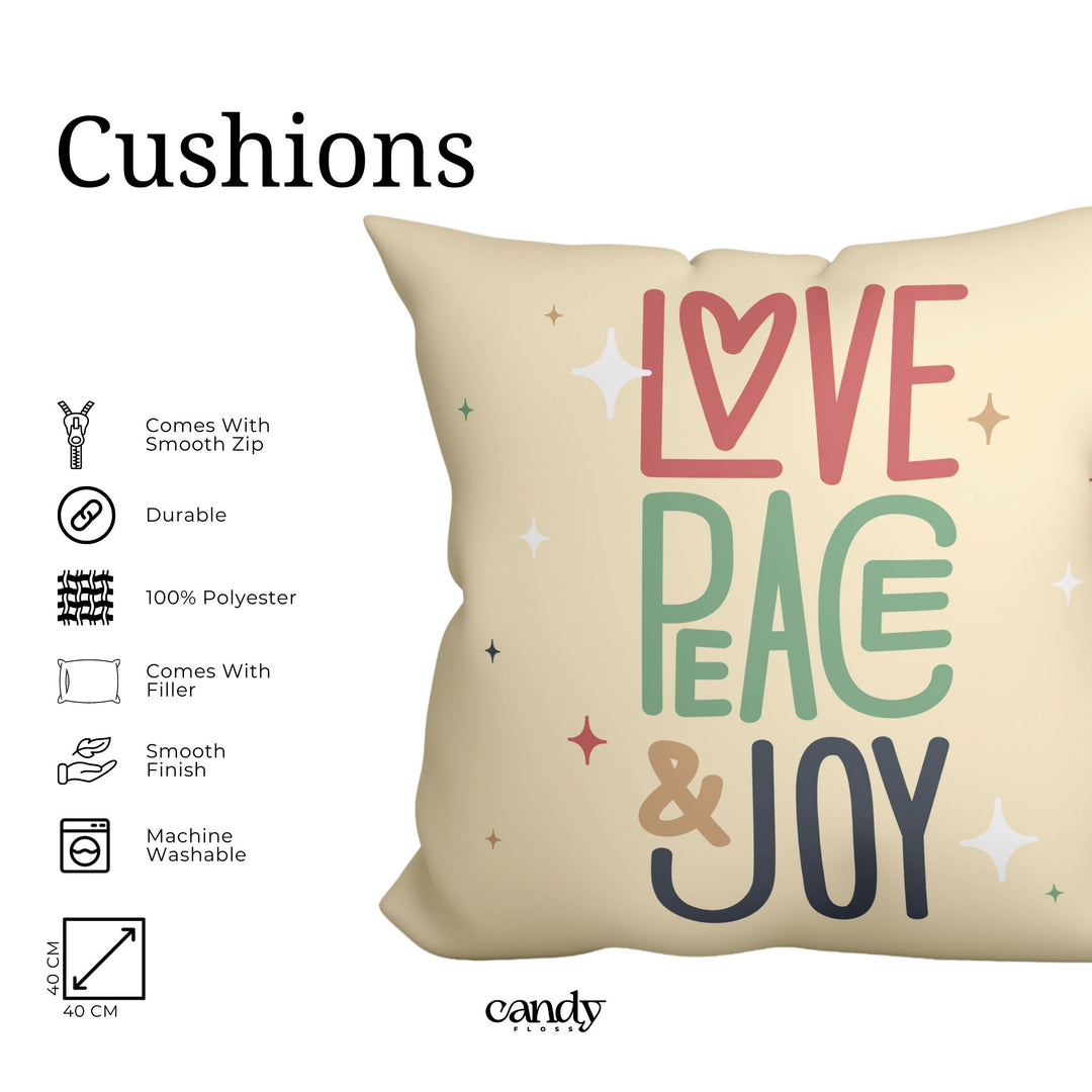 Love Peace & Joy Cushion Home Decor CandyFlossstores 