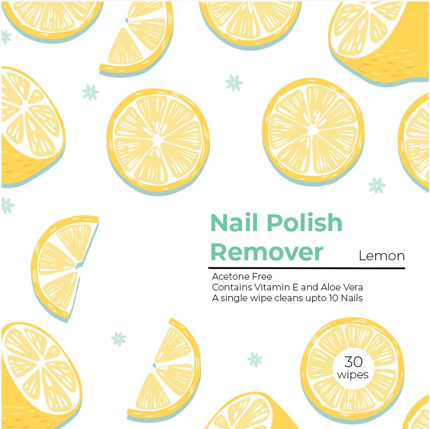 Nail polish remover wipes - Lemon (30 wipes) Personal Care