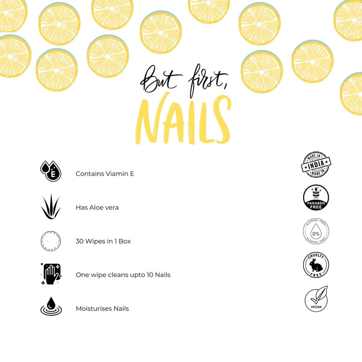 Nail polish remover wipes - Lemon (30 wipes) Personal Care