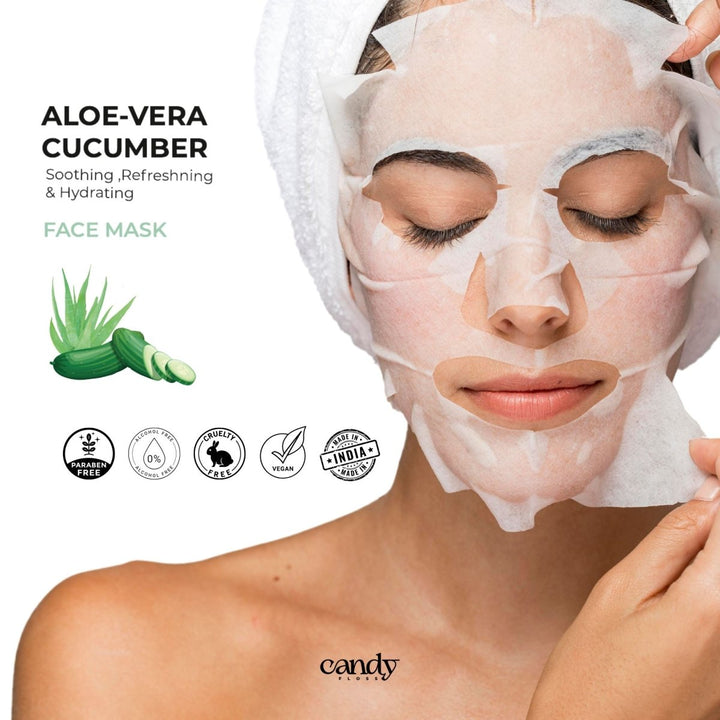 Natural Beauty Facial Mask - Aloe vera + Cucumber (Pack of 2) Face Mask