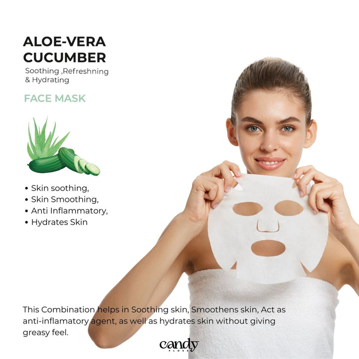 Natural Beauty Facial Mask - Aloe vera + Cucumber (Pack of 2) Face Mask