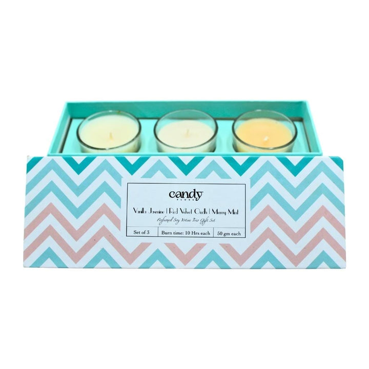 Perfumed Soy Votive Trio Gift set scented candles CandyFlossstores 