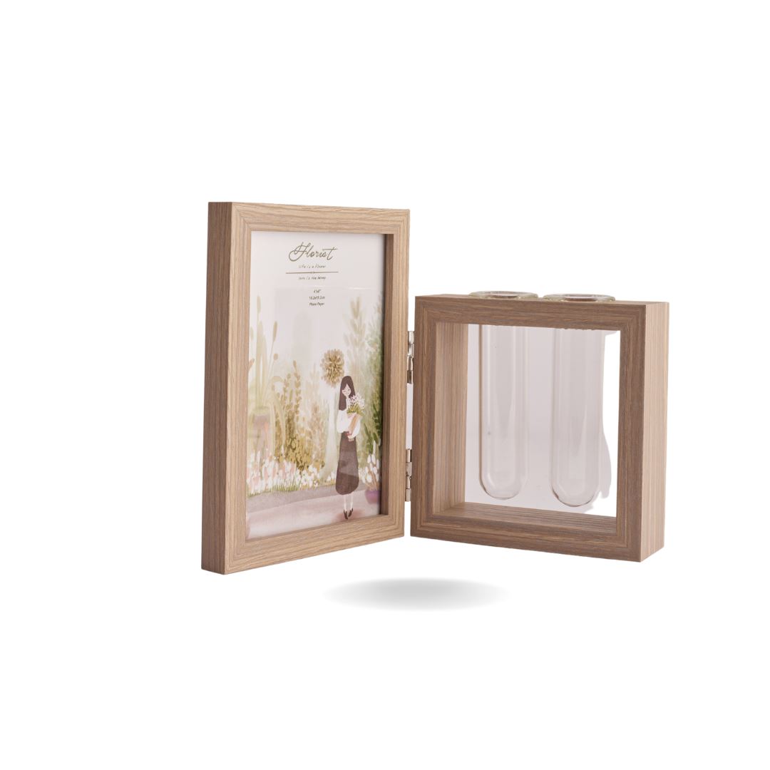 PHOTO FRAME WITH FLOWER HOLDER CandyFlossstores Brown 