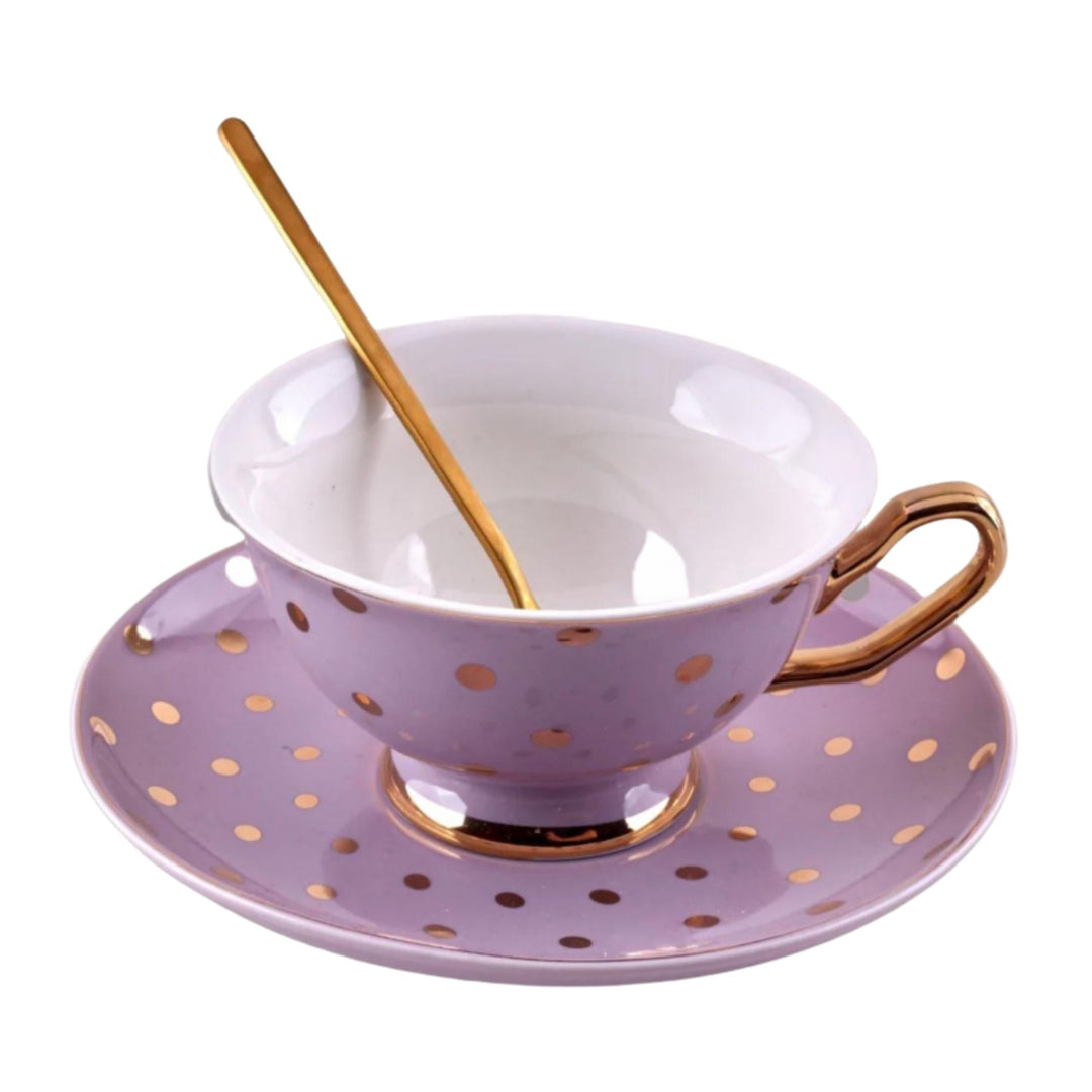 POLKA CUP AND SAUCER Mugs CandyFlossstores PURPLE DOTS 