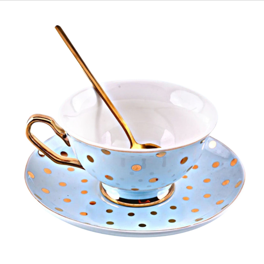 POLKA CUP AND SAUCER Mugs CandyFlossstores SKY BLUE DOTS 