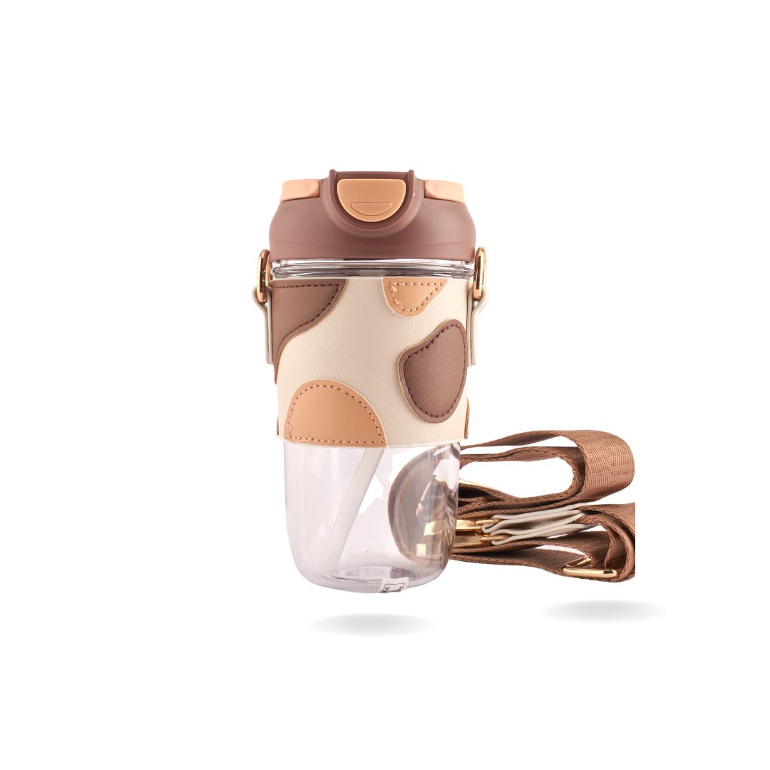 PREMIUM LEATHERETTE WRAPED TRAVEL SIPPER Mugs CandyFlossstores BROWN 500 ML 