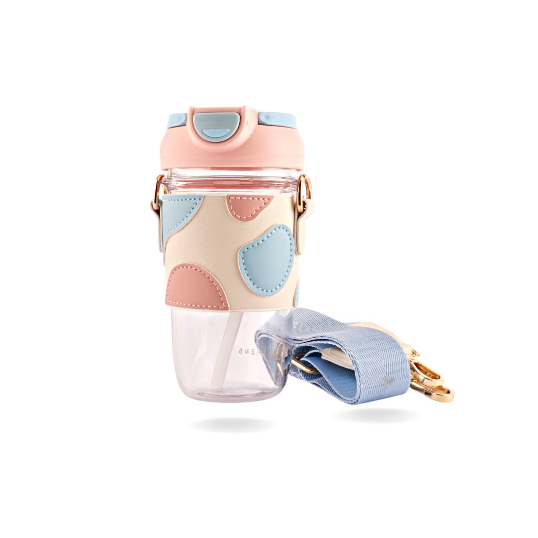 PREMIUM LEATHERETTE WRAPED TRAVEL SIPPER Mugs CandyFlossstores PEACH 500 ML 