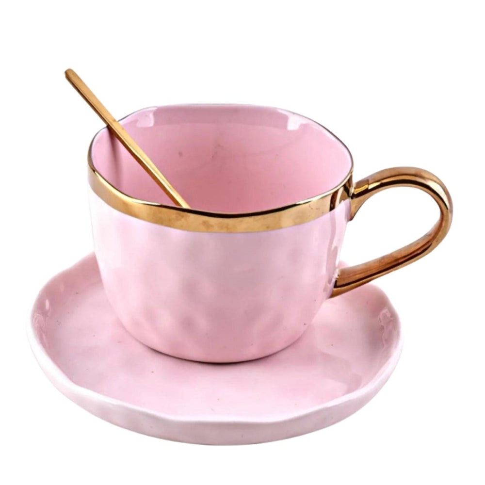 PREMIUM TEXTURED GOLDEN RIM MUG Luxe Mugs