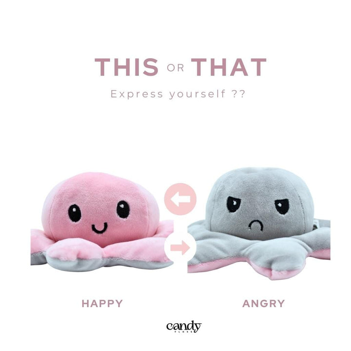Reversible Happy And Sad Octopus Soft Toys