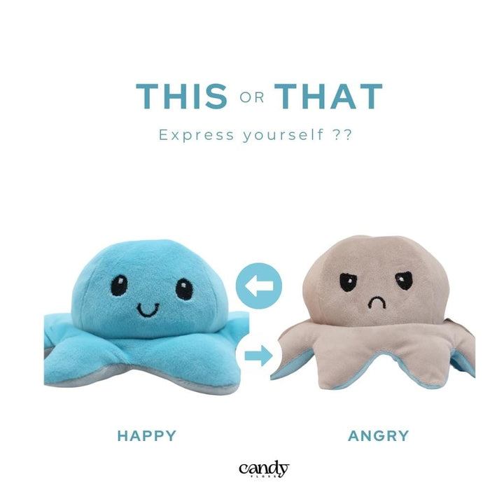 Reversible Happy And Sad Octopus Soft Toys