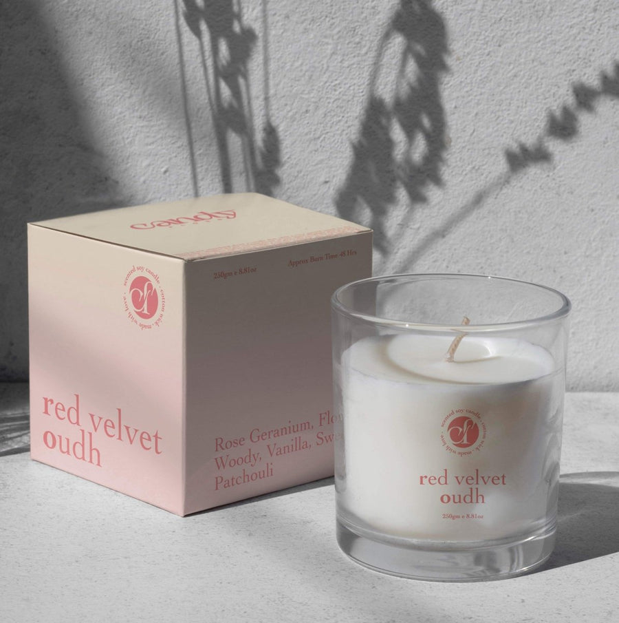 Scented Soy Candle - Red Velvet Oudh (250 GM) Scented Candles