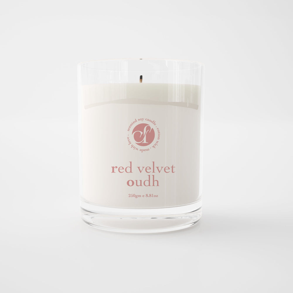 Scented Soy Candle - Red Velvet Oudh (250 GM) scented candles CandyFlossstores 