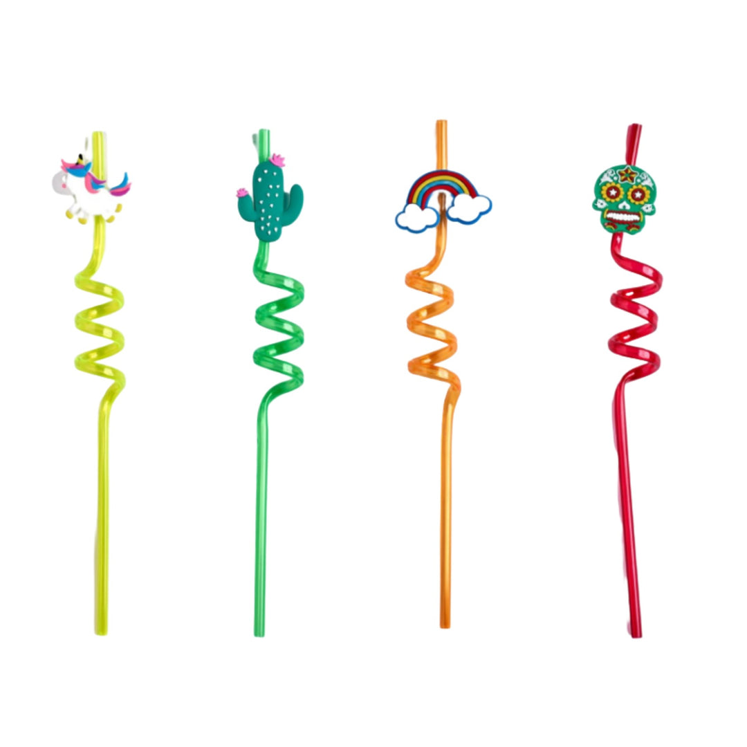 SPIRAL STRAW - SET OF 4 Drinking Straws & Stirrers CandyFlossstores UNICORN CACTUS 