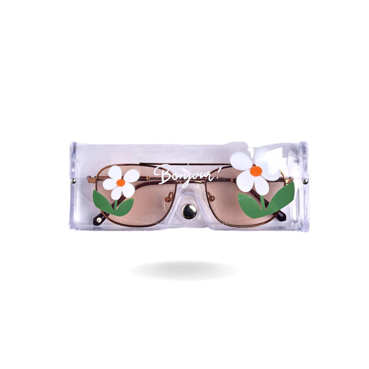 SUNGLASS CASE Eyewear Cases & Holders CandyFlossstores WHITE FLOWER 