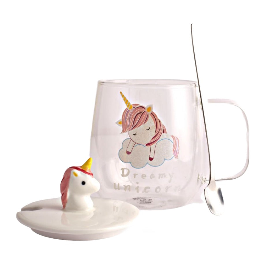 UNICORN GLASS MUG Mugs CandyFlossstores DREAM BROWN UNICORN TRANSPARENT 