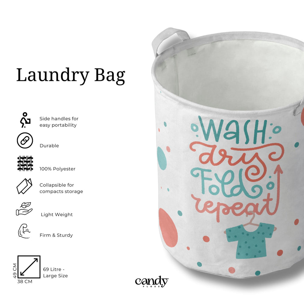 Wash Dry Fold Repeat- Foldable Laundry Bag Laundary basket CandyFlossstores 